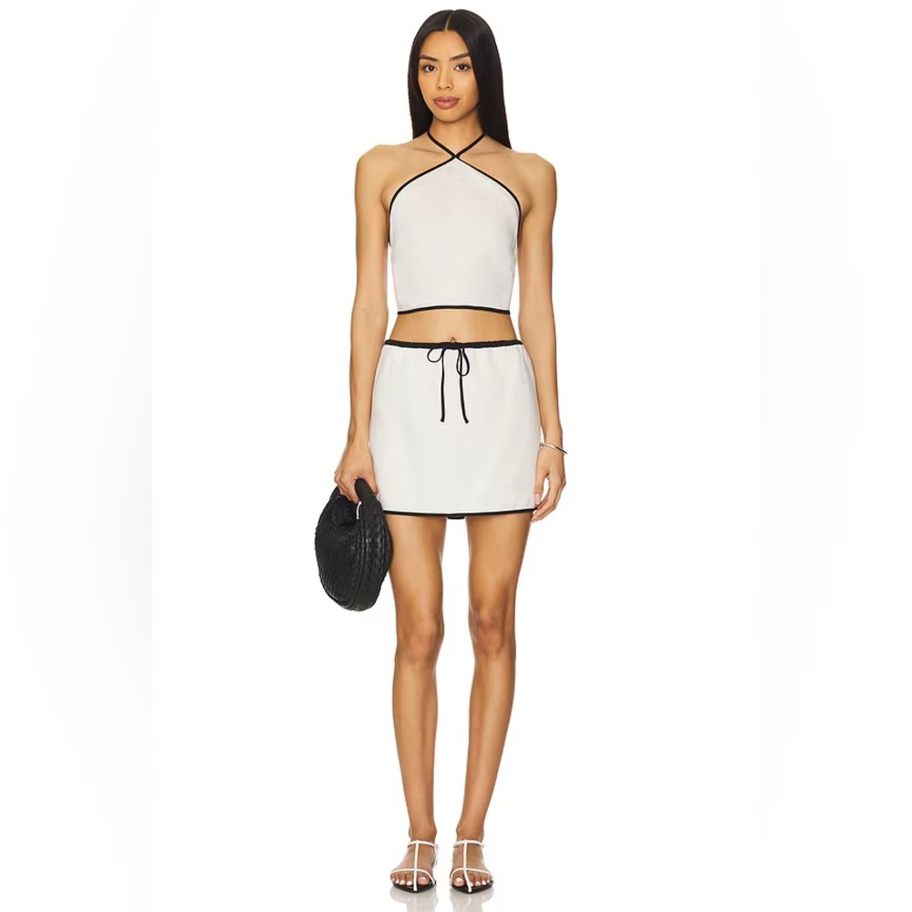 Onia White and Black Air Linen Cropped Halter Top - Picture 4 of 7